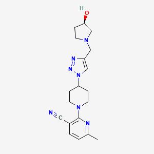 molecular formula C19H25N7O B3810596 2-[4-(4-{[(3R)-3-hydroxy-1-pyrrolidinyl]methyl}-1H-1,2,3-triazol-1-yl)-1-piperidinyl]-6-methylnicotinonitrile bis(trifluoroacetate) (salt) 