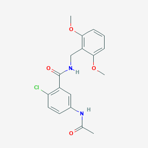 molecular formula C18H19ClN2O4 B3810615 5-(acetylamino)-2-chloro-N-(2,6-dimethoxybenzyl)benzamide 
