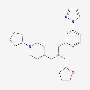 molecular formula C26H38N4O B3810621 1-(1-cyclopentyl-4-piperidinyl)-N-[3-(1H-pyrazol-1-yl)benzyl]-N-(tetrahydro-2-furanylmethyl)methanamine 