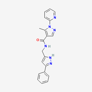 5-methyl-N-[(5-phenyl-1H-pyrazol-3-yl)methyl]-1-pyridin-2-yl-1H-pyrazole-4-carboxamide