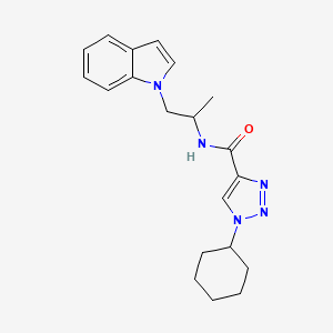 molecular formula C20H25N5O B3810627 1-cyclohexyl-N-[2-(1H-indol-1-yl)-1-methylethyl]-1H-1,2,3-triazole-4-carboxamide 