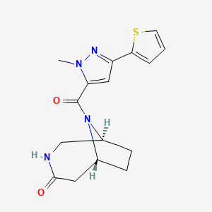 molecular formula C16H18N4O2S B3810662 (1S*,6R*)-9-{[1-methyl-3-(2-thienyl)-1H-pyrazol-5-yl]carbonyl}-3,9-diazabicyclo[4.2.1]nonan-4-one 