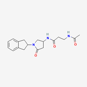 molecular formula C18H23N3O3 B3810672 N~3~-acetyl-N~1~-[1-(2,3-dihydro-1H-inden-2-yl)-5-oxo-3-pyrrolidinyl]-beta-alaninamide 