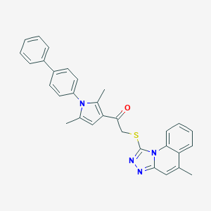 molecular formula C31H26N4OS B381069 1-(1-[1,1'-biphenyl]-4-yl-2,5-dimethyl-1H-pyrrol-3-yl)-2-[(5-methyl[1,2,4]triazolo[4,3-a]quinolin-1-yl)sulfanyl]ethanone 
