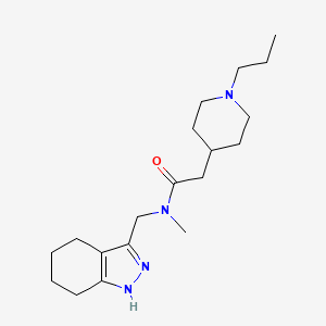 molecular formula C19H32N4O B3810698 N-methyl-2-(1-propylpiperidin-4-yl)-N-(4,5,6,7-tetrahydro-1H-indazol-3-ylmethyl)acetamide 