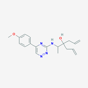 molecular formula C19H24N4O2 B3810707 4-(1-{[5-(4-methoxyphenyl)-1,2,4-triazin-3-yl]amino}ethyl)-1,6-heptadien-4-ol 