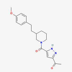 molecular formula C20H25N3O3 B3810713 1-[5-({3-[2-(4-methoxyphenyl)ethyl]-1-piperidinyl}carbonyl)-1H-pyrazol-3-yl]ethanone 