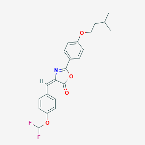 molecular formula C22H21F2NO4 B381074 4-[4-(difluoromethoxy)benzylidene]-2-[4-(isopentyloxy)phenyl]-1,3-oxazol-5(4H)-one 