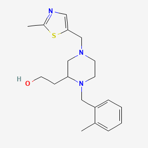 molecular formula C19H27N3OS B3810752 2-{1-(2-methylbenzyl)-4-[(2-methyl-1,3-thiazol-5-yl)methyl]-2-piperazinyl}ethanol 