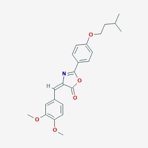 molecular formula C23H25NO5 B381076 (4E)-4-[(3,4-dimethoxyphenyl)methylidene]-2-[4-(3-methylbutoxy)phenyl]-1,3-oxazol-5-one 