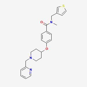 molecular formula C24H27N3O2S B3810773 N-methyl-4-{[1-(2-pyridinylmethyl)-4-piperidinyl]oxy}-N-(3-thienylmethyl)benzamide 