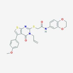 N-(2,3-dihydro-1,4-benzodioxin-6-yl)-2-[5-(4-methoxyphenyl)-4-oxo-3-prop-2-enylthieno[2,3-d]pyrimidin-2-yl]sulfanylacetamide