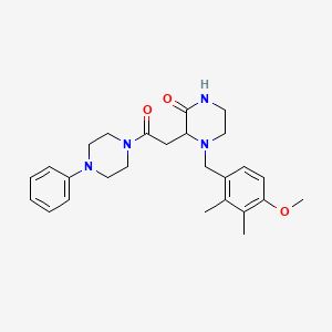 molecular formula C26H34N4O3 B3810781 4-(4-methoxy-2,3-dimethylbenzyl)-3-[2-oxo-2-(4-phenyl-1-piperazinyl)ethyl]-2-piperazinone 