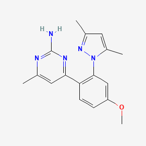 molecular formula C17H19N5O B3810782 4-[2-(3,5-dimethyl-1H-pyrazol-1-yl)-4-methoxyphenyl]-6-methylpyrimidin-2-amine 