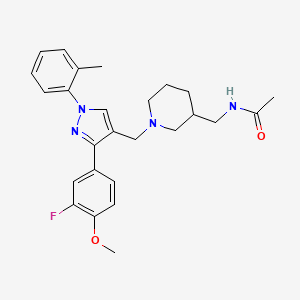 N-[(1-{[3-(3-fluoro-4-methoxyphenyl)-1-(2-methylphenyl)-1H-pyrazol-4-yl]methyl}-3-piperidinyl)methyl]acetamide