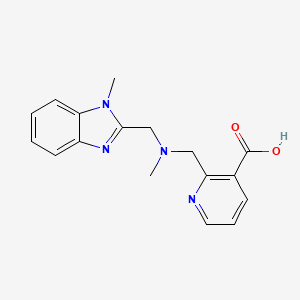 molecular formula C17H18N4O2 B3810796 2-({methyl[(1-methyl-1H-benzimidazol-2-yl)methyl]amino}methyl)nicotinic acid CAS No. 1269225-07-1