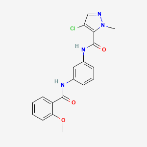 molecular formula C19H17ClN4O3 B3810807 4-chloro-N-{3-[(2-methoxybenzoyl)amino]phenyl}-1-methyl-1H-pyrazole-5-carboxamide 