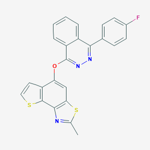 molecular formula C24H14FN3OS2 B381082 5-{[4-(4-Fluorophenyl)-1-phthalazinyl]oxy}-2-methylthieno[2,3-e][1,3]benzothiazole 