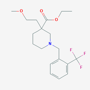 molecular formula C19H26F3NO3 B3810824 ethyl 3-(2-methoxyethyl)-1-[2-(trifluoromethyl)benzyl]-3-piperidinecarboxylate 