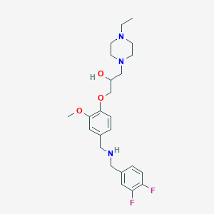 molecular formula C24H33F2N3O3 B3810844 1-(4-{[(3,4-difluorobenzyl)amino]methyl}-2-methoxyphenoxy)-3-(4-ethyl-1-piperazinyl)-2-propanol 