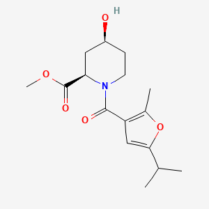 molecular formula C16H23NO5 B3810856 methyl (2R*,4S*)-4-hydroxy-1-(5-isopropyl-2-methyl-3-furoyl)piperidine-2-carboxylate 