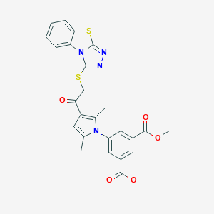 Dimethyl 5-[2,5-dimethyl-3-[2-([1,2,4]triazolo[3,4-b][1,3]benzothiazol-1-ylsulfanyl)acetyl]pyrrol-1-yl]benzene-1,3-dicarboxylate