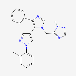 molecular formula C22H19N7 B3810875 5-({5-[1-(2-methylphenyl)-1H-pyrazol-4-yl]-4-phenyl-1H-imidazol-1-yl}methyl)-1H-1,2,4-triazole 