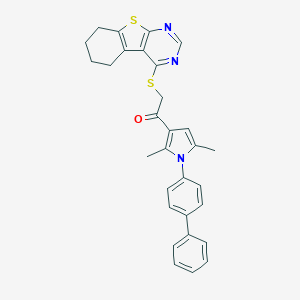 molecular formula C30H27N3OS2 B381088 1-[1-(biphenyl-4-yl)-2,5-dimethyl-1H-pyrrol-3-yl]-2-(5,6,7,8-tetrahydro[1]benzothieno[2,3-d]pyrimidin-4-ylsulfanyl)ethanone 