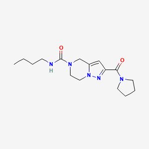 molecular formula C16H25N5O2 B3810880 N-butyl-2-(pyrrolidin-1-ylcarbonyl)-6,7-dihydropyrazolo[1,5-a]pyrazine-5(4H)-carboxamide 