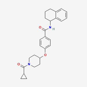 molecular formula C26H30N2O3 B3810890 4-{[1-(cyclopropylcarbonyl)-4-piperidinyl]oxy}-N-(1,2,3,4-tetrahydro-1-naphthalenyl)benzamide 