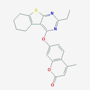 molecular formula C22H20N2O3S B381090 7-[(2-ethyl-5,6,7,8-tetrahydro[1]benzothieno[2,3-d]pyrimidin-4-yl)oxy]-4-methyl-2H-chromen-2-one 