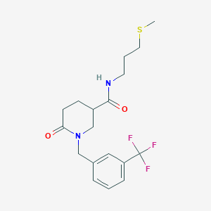 molecular formula C18H23F3N2O2S B3810906 N-[3-(methylthio)propyl]-6-oxo-1-[3-(trifluoromethyl)benzyl]-3-piperidinecarboxamide 