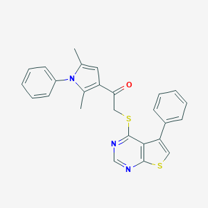 molecular formula C26H21N3OS2 B381092 1-(2,5-dimethyl-1-phenyl-1H-pyrrol-3-yl)-2-((5-phenylthieno[2,3-d]pyrimidin-4-yl)thio)ethanone CAS No. 315693-76-6