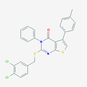 molecular formula C26H18Cl2N2OS2 B381094 2-[(3,4-dichlorobenzyl)sulfanyl]-5-(4-methylphenyl)-3-phenylthieno[2,3-d]pyrimidin-4(3H)-one 