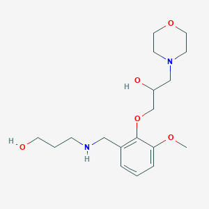 molecular formula C18H30N2O5 B3810950 3-({2-[2-hydroxy-3-(4-morpholinyl)propoxy]-3-methoxybenzyl}amino)-1-propanol 