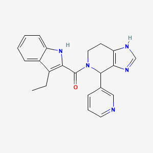 molecular formula C22H21N5O B3810982 5-[(3-ethyl-1H-indol-2-yl)carbonyl]-4-pyridin-3-yl-4,5,6,7-tetrahydro-3H-imidazo[4,5-c]pyridine 