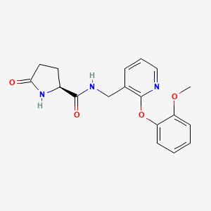 molecular formula C18H19N3O4 B3810986 (2S*)-N-{[2-(2-methoxyphenoxy)-3-pyridinyl]methyl}-5-oxo-2-pyrrolidinecarboxamide 