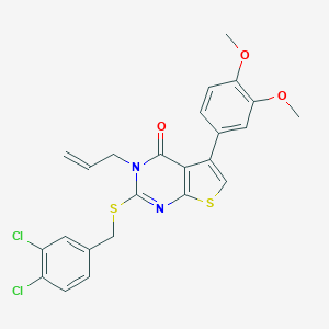 molecular formula C24H20Cl2N2O3S2 B381101 3-allyl-2-[(3,4-dichlorobenzyl)sulfanyl]-5-(3,4-dimethoxyphenyl)thieno[2,3-d]pyrimidin-4(3H)-one 