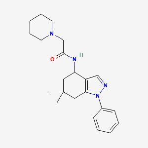 molecular formula C22H30N4O B3811017 N-(6,6-dimethyl-1-phenyl-4,5,6,7-tetrahydro-1H-indazol-4-yl)-2-(1-piperidinyl)acetamide 