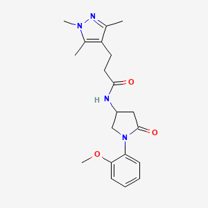 molecular formula C20H26N4O3 B3811020 N-[1-(2-methoxyphenyl)-5-oxopyrrolidin-3-yl]-3-(1,3,5-trimethyl-1H-pyrazol-4-yl)propanamide 
