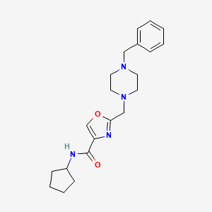 molecular formula C21H28N4O2 B3811031 2-[(4-benzyl-1-piperazinyl)methyl]-N-cyclopentyl-1,3-oxazole-4-carboxamide 