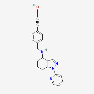 molecular formula C24H26N4O B3811049 2-methyl-4-[4-({[1-(2-pyridinyl)-4,5,6,7-tetrahydro-1H-indazol-4-yl]amino}methyl)phenyl]-3-butyn-2-ol 