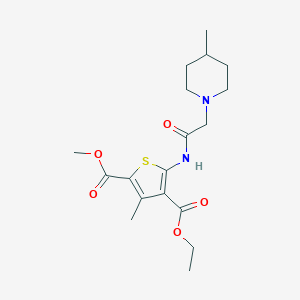 molecular formula C18H26N2O5S B381106 4-Ethyl 2-methyl 3-methyl-5-[2-(4-methylpiperidin-1-yl)acetamido]thiophene-2,4-dicarboxylate CAS No. 315694-94-1