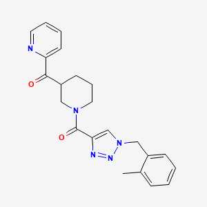 molecular formula C22H23N5O2 B3811074 (1-{[1-(2-methylbenzyl)-1H-1,2,3-triazol-4-yl]carbonyl}-3-piperidinyl)(2-pyridinyl)methanone 