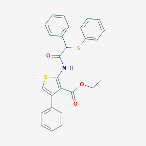 molecular formula C27H23NO3S2 B381108 Ethyl 4-phenyl-2-(2-phenyl-2-(phenylthio)acetamido)thiophene-3-carboxylate CAS No. 315694-96-3