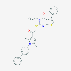 molecular formula C35H29N3O2S2 B381109 3-allyl-2-{[2-(1-[1,1'-biphenyl]-4-yl-2,5-dimethyl-1H-pyrrol-3-yl)-2-oxoethyl]sulfanyl}-5-phenylthieno[2,3-d]pyrimidin-4(3H)-one 