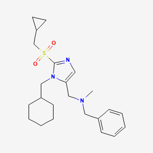 molecular formula C23H33N3O2S B3811133 N-benzyl-1-{1-(cyclohexylmethyl)-2-[(cyclopropylmethyl)sulfonyl]-1H-imidazol-5-yl}-N-methylmethanamine 