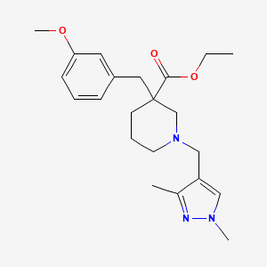 molecular formula C22H31N3O3 B3811142 ethyl 1-[(1,3-dimethyl-1H-pyrazol-4-yl)methyl]-3-(3-methoxybenzyl)-3-piperidinecarboxylate 