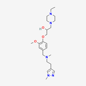 molecular formula C24H39N5O3 B3811166 1-(4-ethyl-1-piperazinyl)-3-[2-methoxy-4-({methyl[2-(1-methyl-1H-pyrazol-4-yl)ethyl]amino}methyl)phenoxy]-2-propanol 