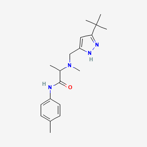 molecular formula C19H28N4O B3811175 2-[[(3-tert-butyl-1H-pyrazol-5-yl)methyl](methyl)amino]-N-(4-methylphenyl)propanamide 